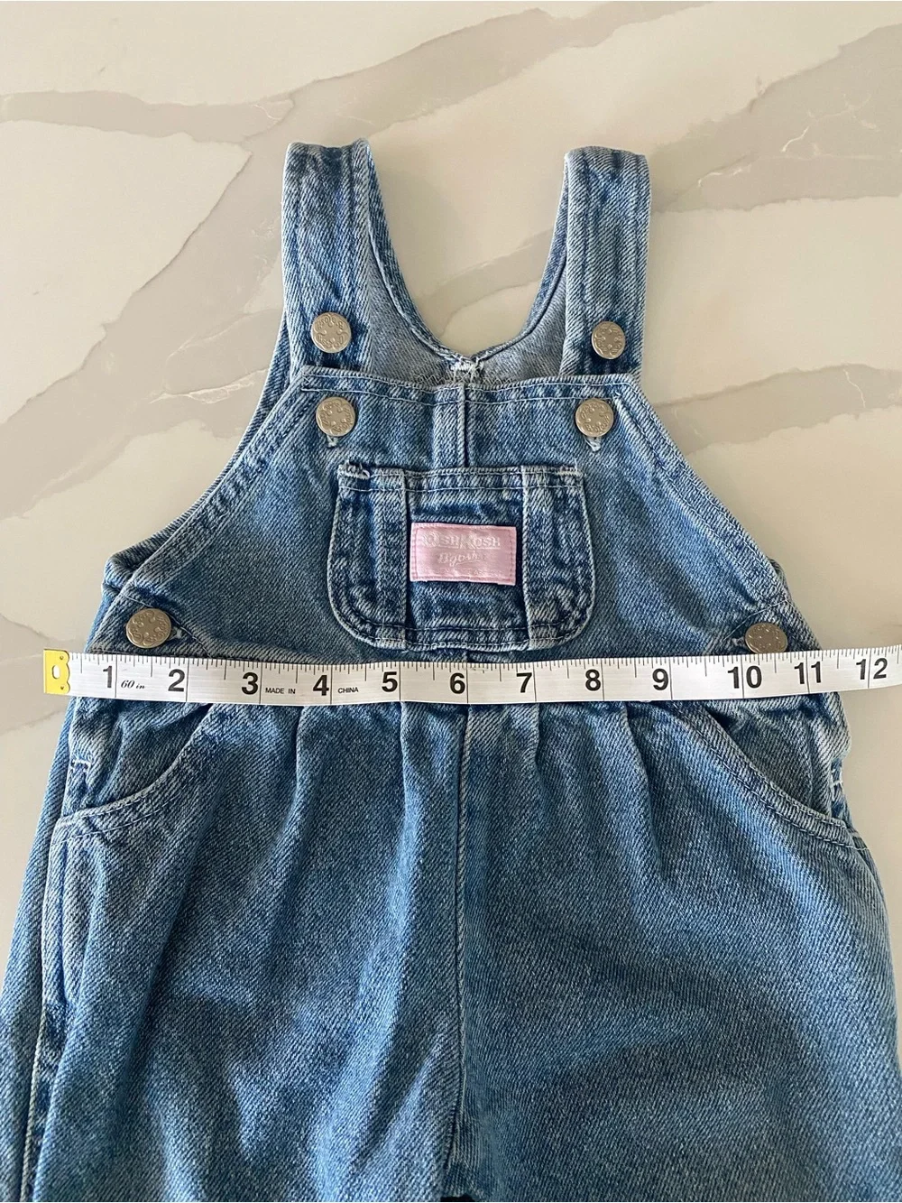 Vintage 80s 90s OshKosh B'gosh Blue Denim vestbak Overall One-Piece 18M